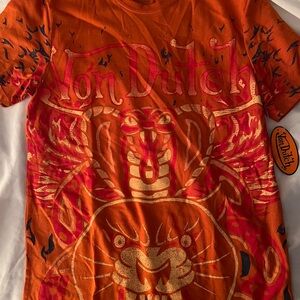 Von Dutch Orange Tiger Graphic T-Shirt